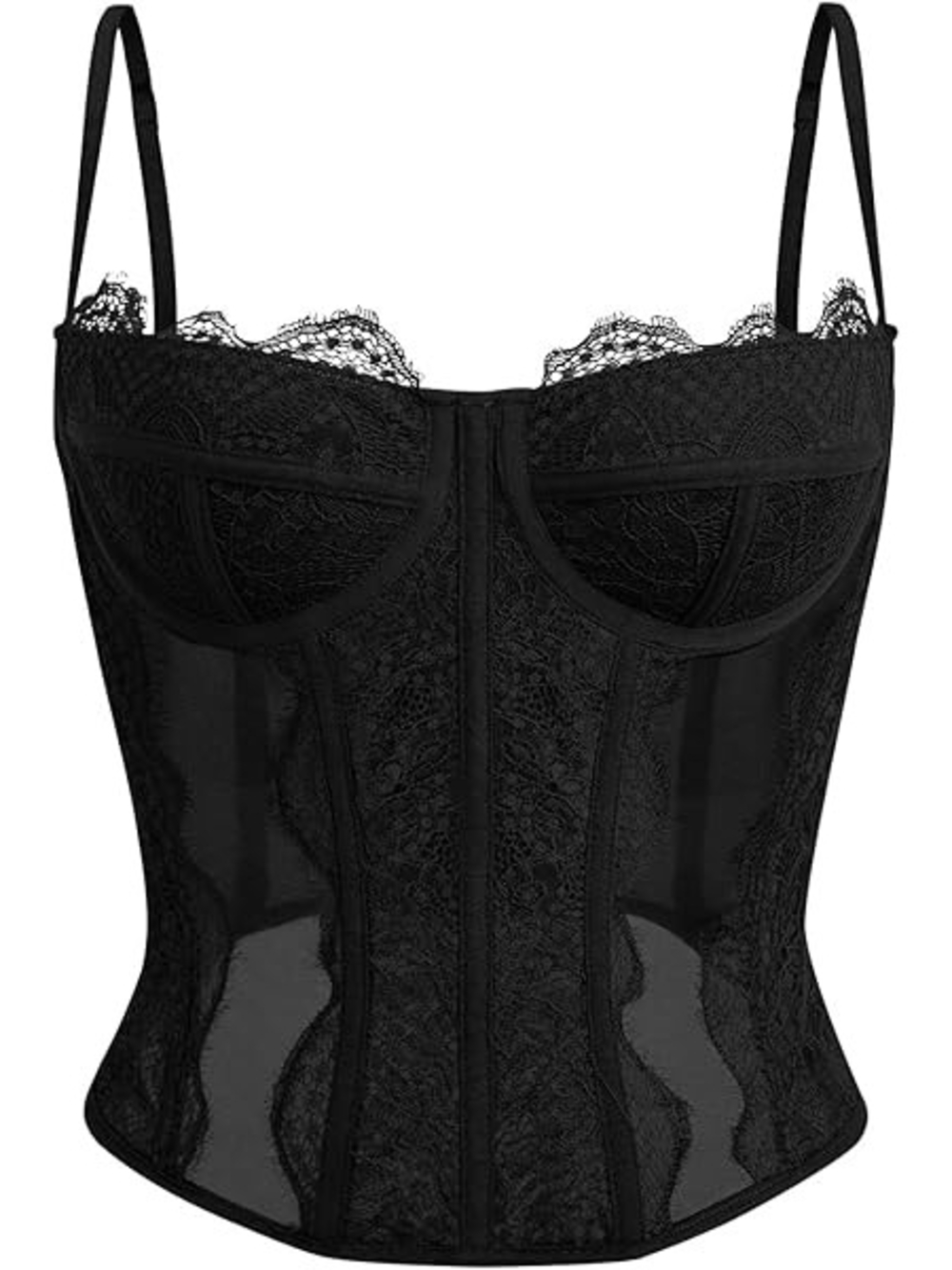 Victoria's Secret Black Lace Bustier with Sheer Panels